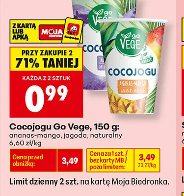 Cocojogu Go Vege ananas-mango promocja w Biedronka
