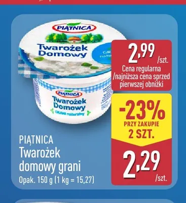 Twarożek domowy grani Piątnica promocja w Aldi