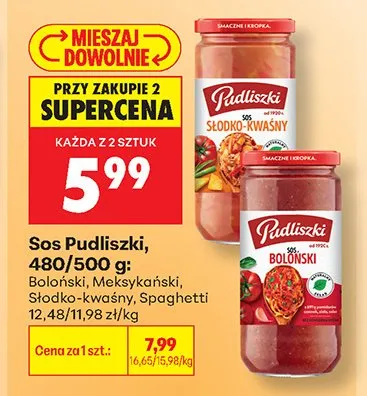 Sos Pudliszki boloński promocja w Biedronka