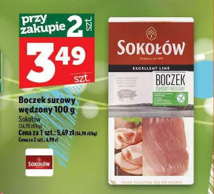 Boczek surowy wędzony Sokołów promocja w TOPAZ