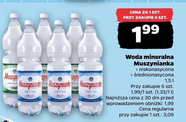 Woda mineralna średnionasycona promocja w Netto
