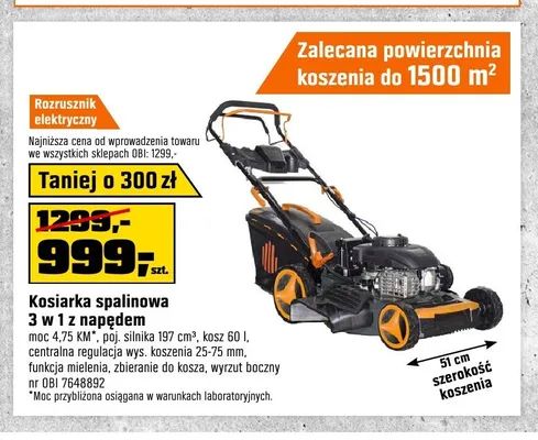 Kosiarka spalinowa 3 w 1 z napędem promocja w OBI
