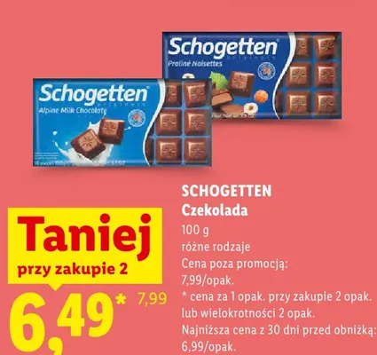 Czekolada Schogetten Alpine Milk Chocolate promocja w Lidl