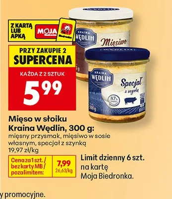 Mięso w słoiku Kraina Wędlin specjał z szynką promocja w Biedronka