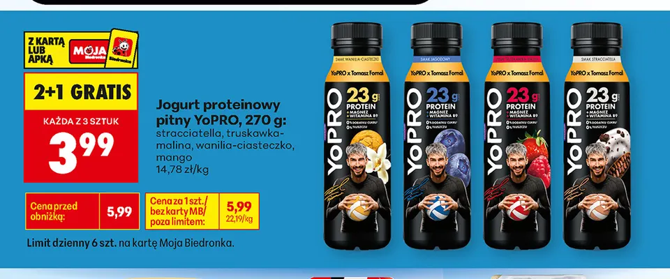 Jogurt proteinowy pitny YoPRO wanilia-ciasteczko promocja w Biedronka