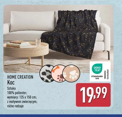 Koc 125x150 cm z motywem zwierzęcym Home Creation promocja w Aldi