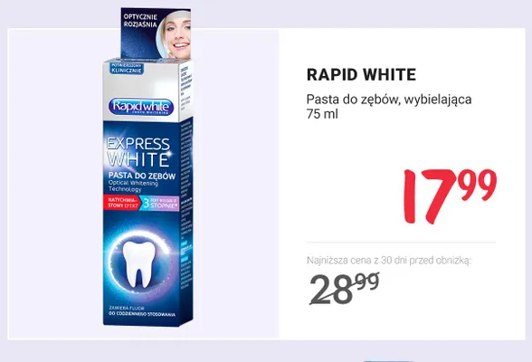 Pasta do zębów wybielająca Rapid White Express White promocja w Rossmann