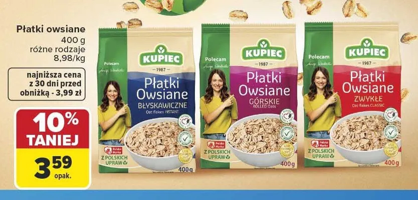Płatki owsiane Kupiec Błyskawiczne promocja w Carrefour