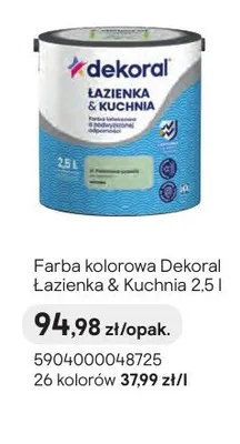 Farba kolorowa Dekoral Łazienka & Kuchnia promocja w Castorama