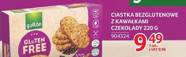 Ciastka bezglutenowe z kawałkami czekolady Gullon 220 g promocja w Selgros