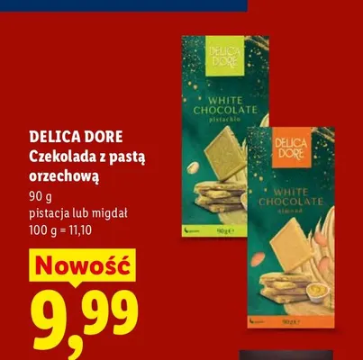 Czekolada z pastą orzechową pistacja Delica Dore promocja w Lidl