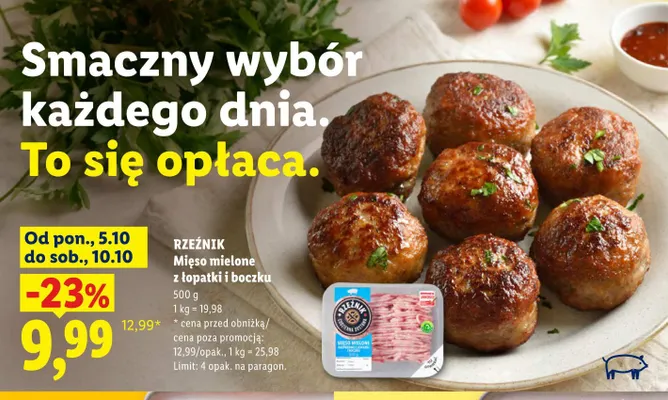 Mięso mielone z łopatki i boczku Rzeźnik promocja w Lidl
