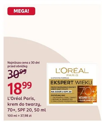 Krem do twarzy, 70+, SPF 20 promocja w Rossmann