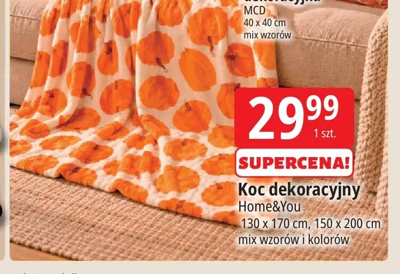 Koc dekoracyjny Home & You 130x170 cm promocja w Leclerc