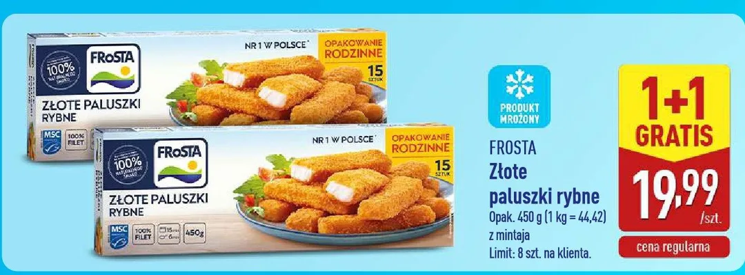 Złote paluszki rybne FroSta z mintaja promocja w Aldi