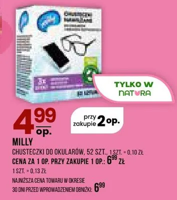 Chusteczki do okularów Milly 52 szt. promocja w Drogerie Natura