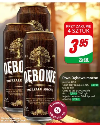 Piwo Dębowe Mocne promocja w Dino