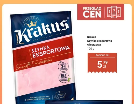 Szynka eksportowa wieprzowa Krakus promocja w Dino