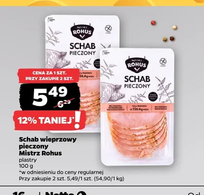 Schab wieprzowy pieczony w plastrach Mistrz Rohus promocja w Netto