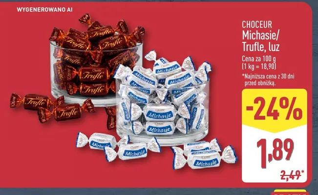 Cukierki Trufle luz Choceur promocja w Aldi