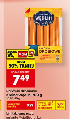 Parówki drobiowe Kraina Wędlin promocja w Biedronka