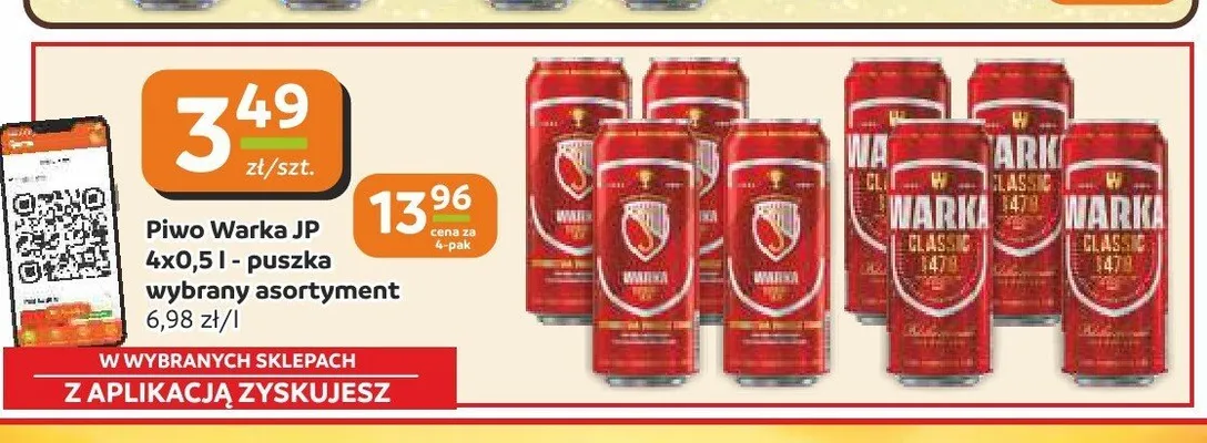 Piwo Warka Classic 4-pak promocja w Gama