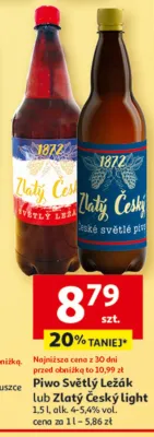Piwo Světlý Ležák lub Zlatý Český light promocja w Auchan