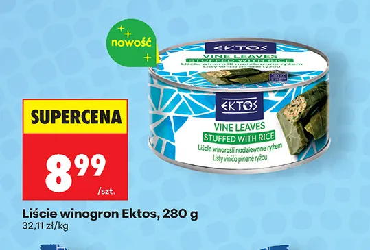 Liście winogron Ektos promocja w Biedronka