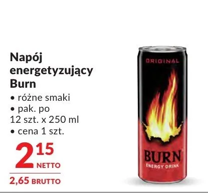 Napój energetyzujący Burn różne smaki promocja w Makro