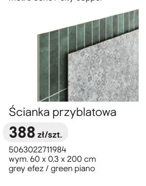 Ścianka przyblatowa grey efez / green piano 60x0,3x200cm promocja w Castorama