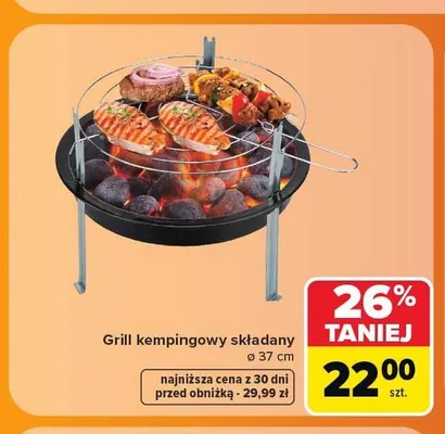 Grill kempingowy składany promocja w Carrefour