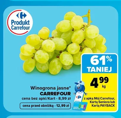 Winogrona jasne Carrefour promocja w Carrefour
