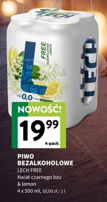 Piwo bezalkoholowe Lech Free kwiat czarnego bzu & lemon promocja w Intermarche