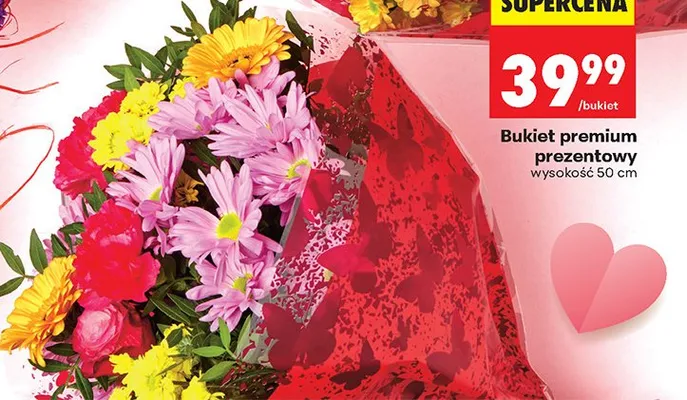 Bukiet premium prezentowy wysokość 50 cm promocja w Biedronka