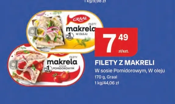Filety z makreli w oleju Graal promocja w Chorten