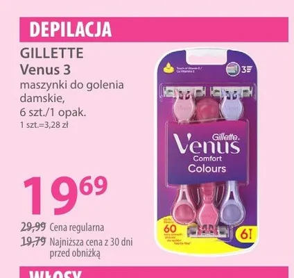 Maszynki do golenia damskie Gillette Venus 3 promocja w Hebe