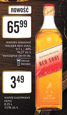 Whisky Johnnie Walker Red Soul 40% promocja w Dino