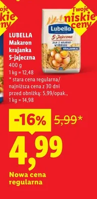 Makaron krajanka 5-jajeczna Lubella promocja w Lidl
