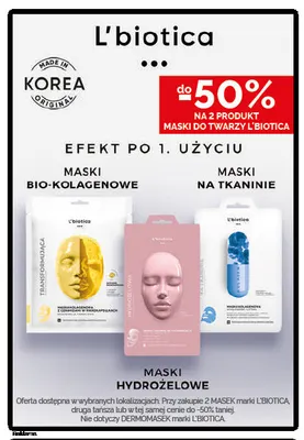 Maski do twarzy L'biotica promocja w Ziko Dermo
