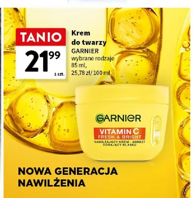 Krem do twarzy Garnier Vitamin C Fresh & Bright Nawilżający krem-sorbet dodający blasku promocja w Intermarche
