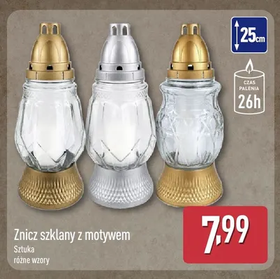 Znicz szklany z motywem promocja w Aldi