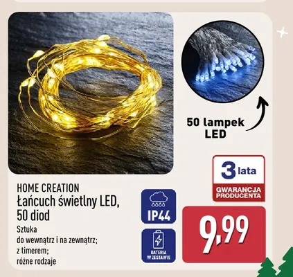 Łańcuch świetlny LED 50 diod Home Creation promocja w Aldi