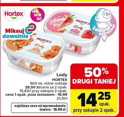 Lody HORTEX słony karmel promocja w Carrefour Market
