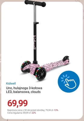 Hulajnoga 3-kołowa Kidwell Uno LED balansowa clouds promocja w Smyk