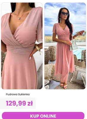 Sukienka pudrowa ModnaKiecka.pl promocja w Modna Kiecka