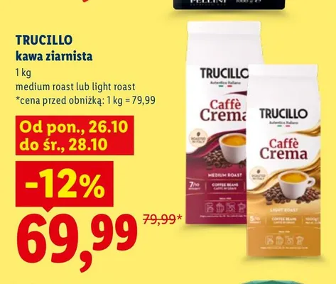 Kawa ziarnista Trucillo light roast promocja w Lidl
