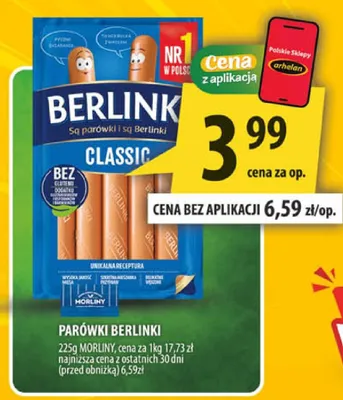 Parówki Berlinki Classic Morliny promocja w Arhelan