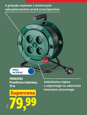 Przedłużacz bębnowy Parkside 12 m promocja w Lidl