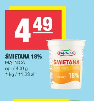 Śmietana 18% Piątnica promocja w SPAR