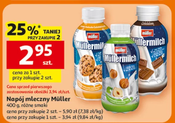 Napój mleczny Müller różne smaki promocja w Auchan
